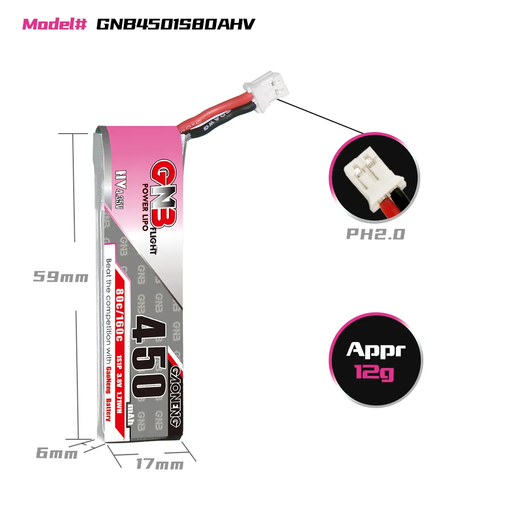 GAONENG GNB 1S 450mAh 80C/160C - Drone Battery 3S 评论和价格